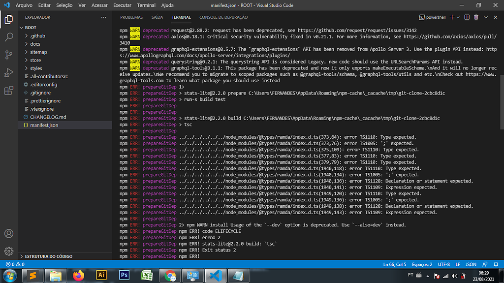 Error installing VTEX IO dependencies - Portuguese - VTEX Community
