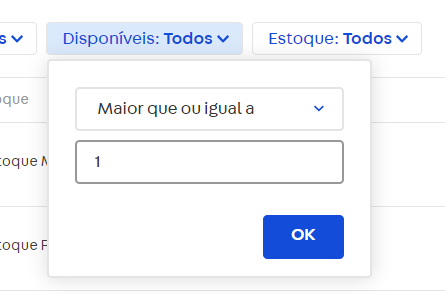 Filtro do inventário